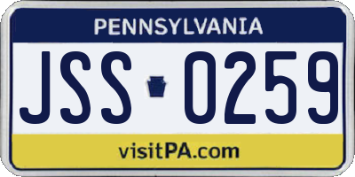 PA license plate JSS0259