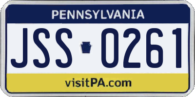 PA license plate JSS0261