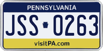 PA license plate JSS0263