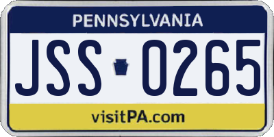PA license plate JSS0265