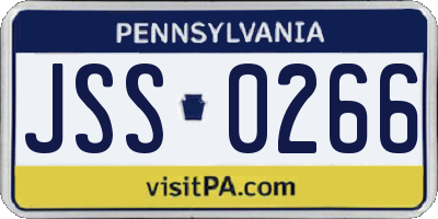 PA license plate JSS0266