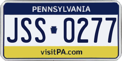 PA license plate JSS0277
