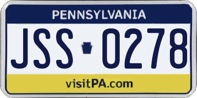 PA license plate JSS0278