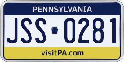 PA license plate JSS0281