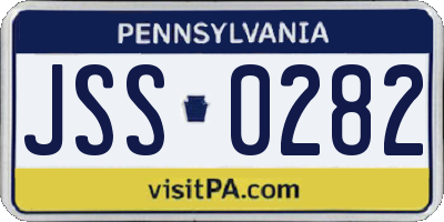 PA license plate JSS0282