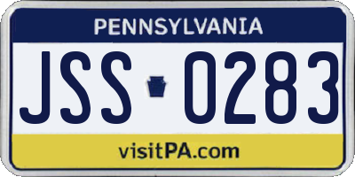 PA license plate JSS0283