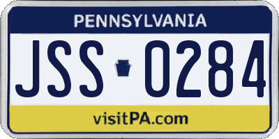 PA license plate JSS0284
