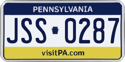 PA license plate JSS0287