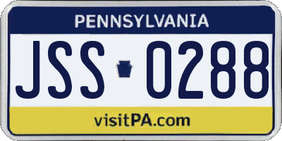 PA license plate JSS0288