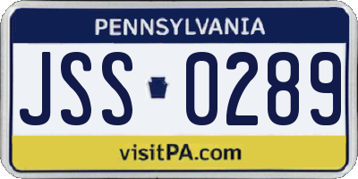 PA license plate JSS0289