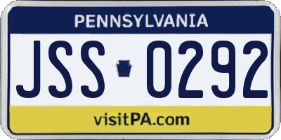 PA license plate JSS0292