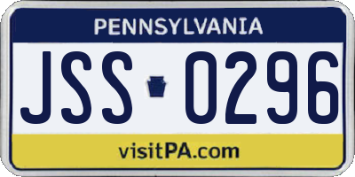 PA license plate JSS0296