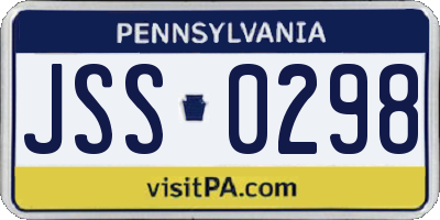 PA license plate JSS0298