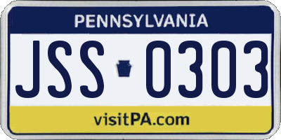PA license plate JSS0303