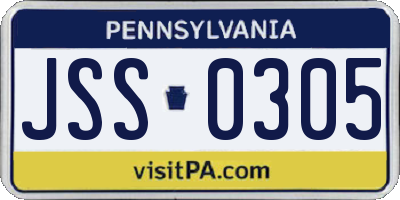PA license plate JSS0305