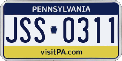 PA license plate JSS0311