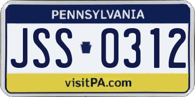 PA license plate JSS0312