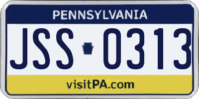 PA license plate JSS0313