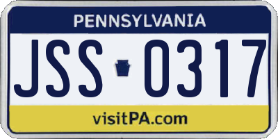 PA license plate JSS0317