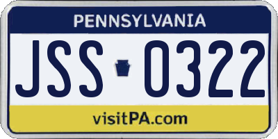 PA license plate JSS0322