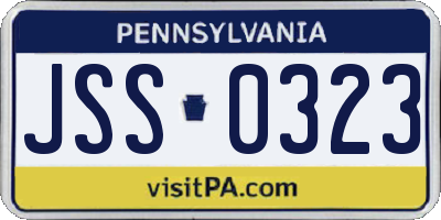 PA license plate JSS0323