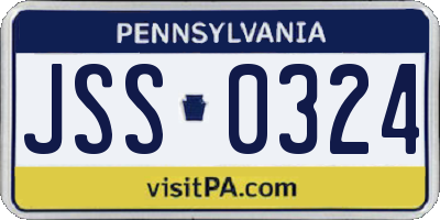 PA license plate JSS0324