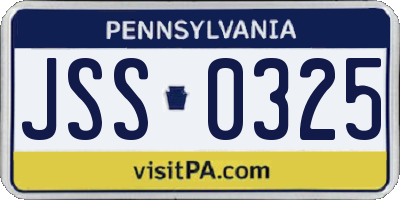 PA license plate JSS0325