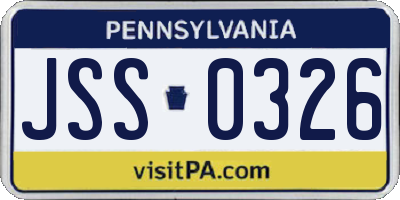 PA license plate JSS0326