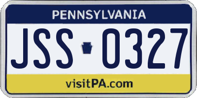 PA license plate JSS0327