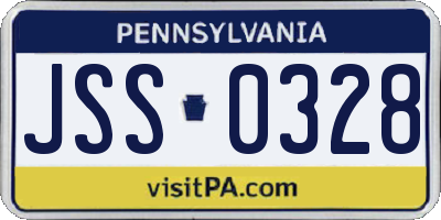 PA license plate JSS0328
