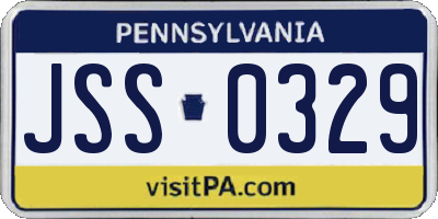 PA license plate JSS0329