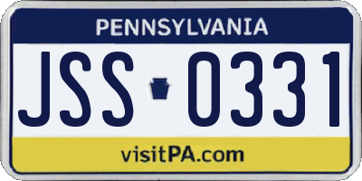 PA license plate JSS0331