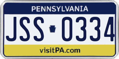 PA license plate JSS0334
