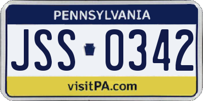 PA license plate JSS0342