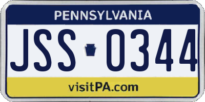 PA license plate JSS0344