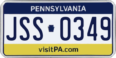 PA license plate JSS0349