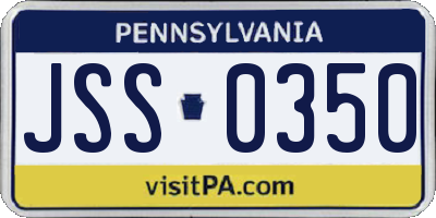 PA license plate JSS0350