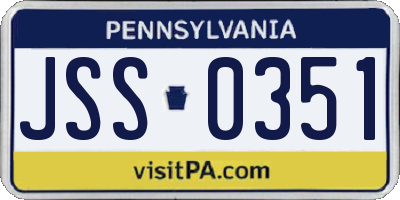 PA license plate JSS0351
