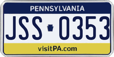 PA license plate JSS0353