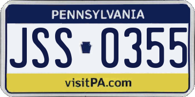 PA license plate JSS0355