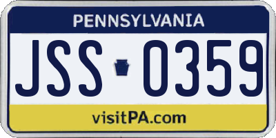 PA license plate JSS0359