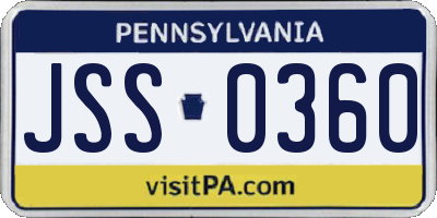 PA license plate JSS0360