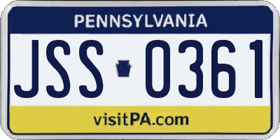 PA license plate JSS0361