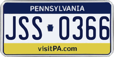 PA license plate JSS0366