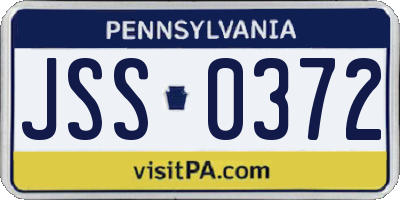 PA license plate JSS0372