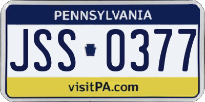 PA license plate JSS0377
