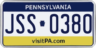 PA license plate JSS0380