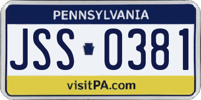PA license plate JSS0381