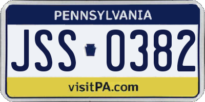 PA license plate JSS0382