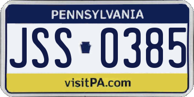 PA license plate JSS0385